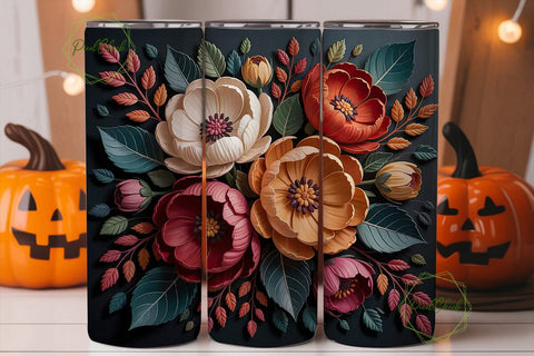 Autumn Floral 20oz Tumbler Wrap Sublimation PixelChick 