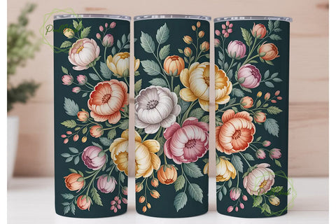 Autumn Floral 20oz Tumbler Wrap Sublimation PixelChick 