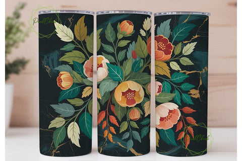 Autumn Floral 20oz Tumbler Wrap Sublimation PixelChick 