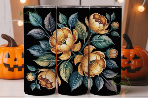 Autumn Floral 20oz Tumbler Wrap Sublimation PixelChick 