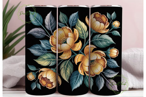 Autumn Floral 20oz Tumbler Wrap Sublimation PixelChick 