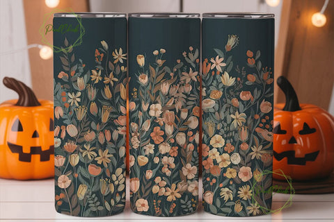 Autumn Floral 20oz Tumbler Wrap Sublimation PixelChick 