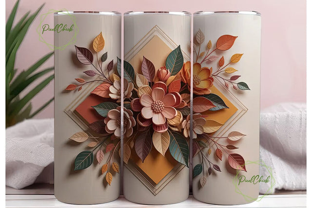 Autumn Floral 20oz Tumbler Wrap Sublimation PixelChick 