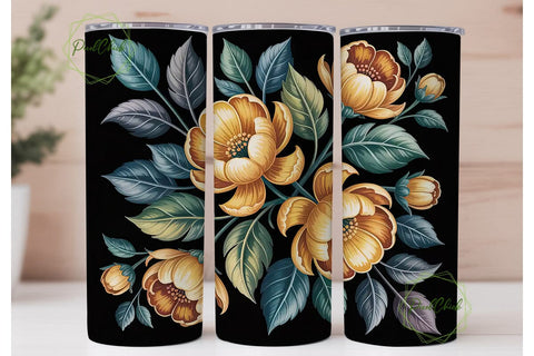 Autumn Floral 20oz Tumbler Wrap Sublimation PixelChick 