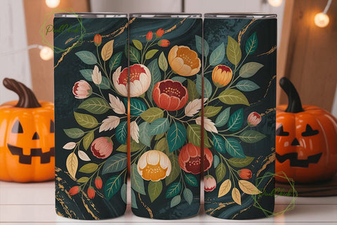 Autumn Floral 20oz Tumbler Wrap Sublimation PixelChick 