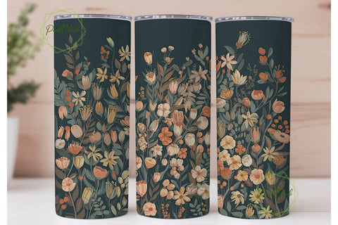 Autumn Floral 20oz Tumbler Wrap Sublimation PixelChick 