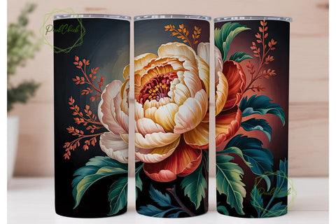 Autumn Floral 20oz Tumbler Wrap Sublimation PixelChick 