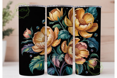 Autumn Floral 20oz Tumbler Wrap Sublimation PixelChick 