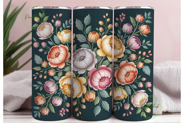 Autumn Floral 20oz Tumbler Wrap Sublimation PixelChick 