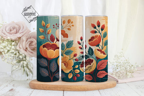 Autumn Floral 20oz Tumbler Wrap Sublimation sassyprint 