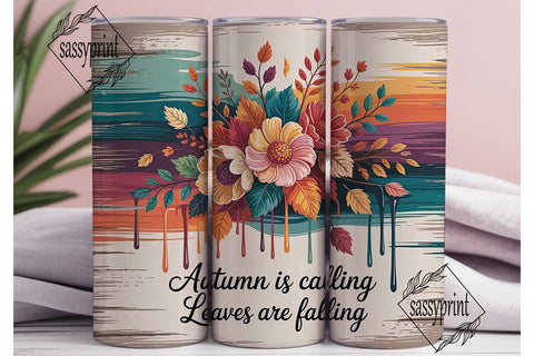 Autumn Floral 20oz Tumbler Wrap Sublimation sassyprint 