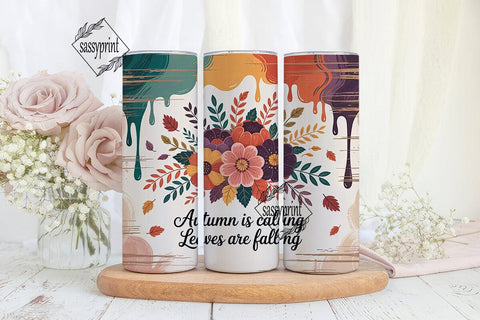 Autumn Floral 20oz Tumbler Wrap Sublimation sassyprint 