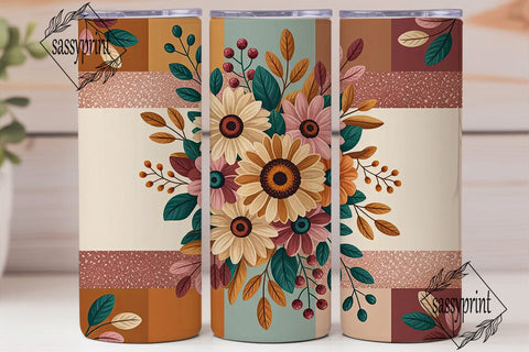 Autumn Floral 20oz Tumbler Wrap Sublimation sassyprint 