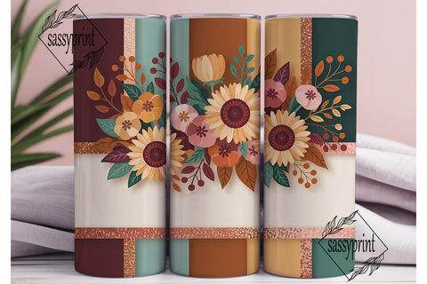 Autumn Floral 20oz Tumbler Wrap Sublimation sassyprint 
