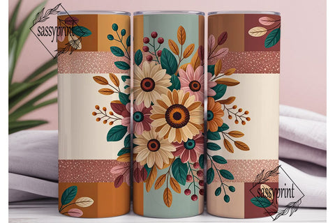 Autumn Floral 20oz Tumbler Wrap Sublimation sassyprint 