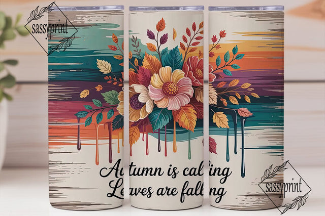 Autumn Floral 20oz Tumbler Wrap Sublimation sassyprint 