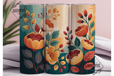 Autumn Floral 20oz Tumbler Wrap Sublimation sassyprint 
