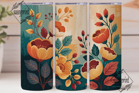 Autumn Floral 20oz Tumbler Wrap Sublimation sassyprint 