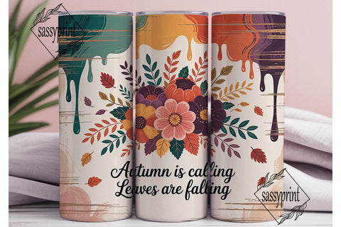 Autumn Floral 20oz Tumbler Wrap Sublimation sassyprint 