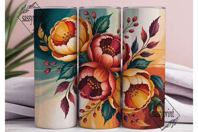 Autumn Floral 20oz Tumbler Wrap Sublimation sassyprint 
