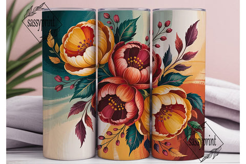 Autumn Floral 20oz Tumbler Wrap Sublimation sassyprint 
