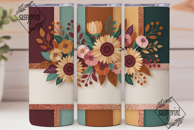 Autumn Floral 20oz Tumbler Wrap Sublimation sassyprint 