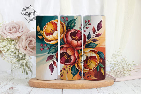 Autumn Floral 20oz Tumbler Wrap Sublimation sassyprint 