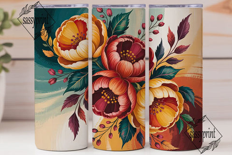 Autumn Floral 20oz Tumbler Wrap Sublimation sassyprint 