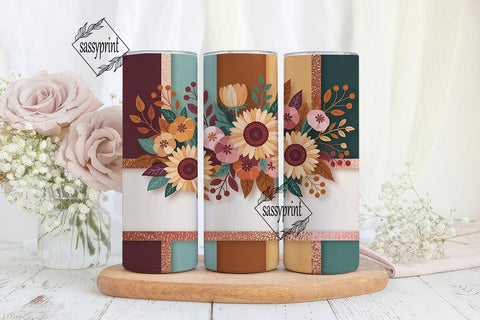 Autumn Floral 20oz Tumbler Wrap Sublimation sassyprint 