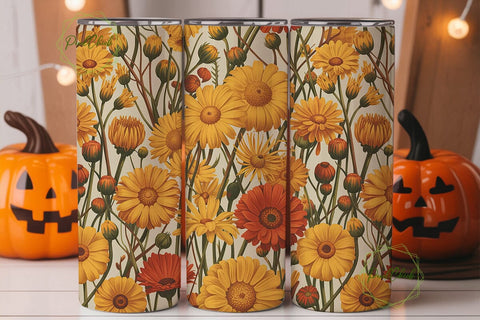 Autumn Floral Botanical 20oz Tumbler Sublimation PixelChick 