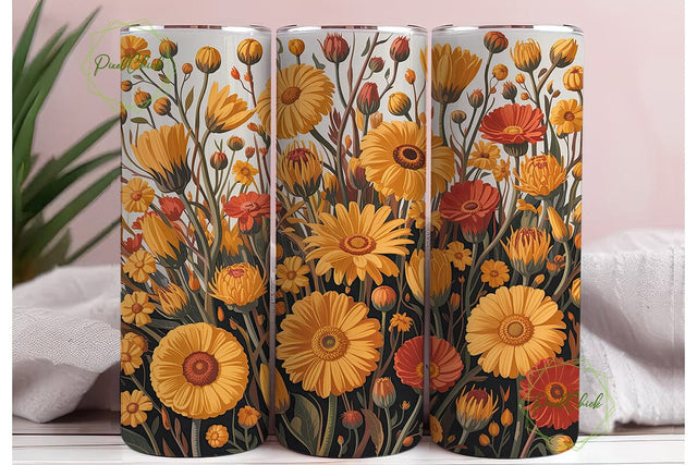 Autumn Floral Botanical 20oz Tumbler Sublimation PixelChick 