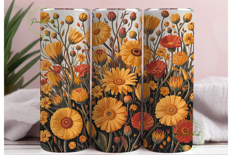 Autumn Floral Botanical 20oz Tumbler Sublimation PixelChick 