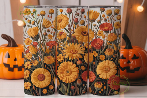 Autumn Floral Botanical 20oz Tumbler Sublimation PixelChick 