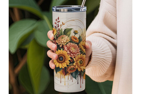 Autumn Floral Bouquet 20oz Tumbler Wrap Sublimation DesignSVG 