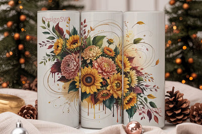 Autumn Floral Bouquet 20oz Tumbler Wrap Sublimation DesignSVG 