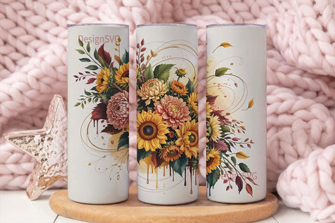 Autumn Floral Bouquet 20oz Tumbler Wrap Sublimation DesignSVG 