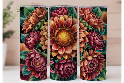 Autumn Floral Bouquet 20oz Tumbler Wrap Sublimation PixelChick 