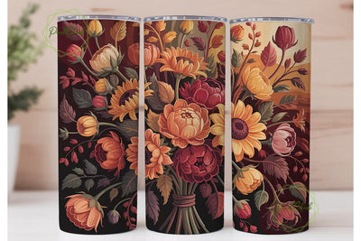 Autumn Floral Bouquet 20oz Tumbler Wrap Sublimation PixelChick 