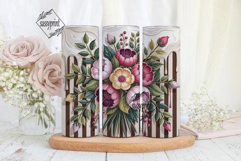 Autumn Floral Bouquet 20oz Tumbler Wrap Sublimation sassyprint 