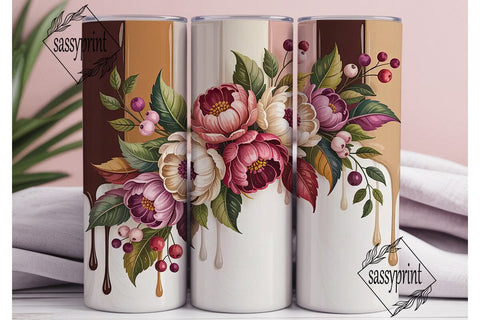 Autumn Floral Bouquet 20oz Tumbler Wrap Sublimation sassyprint 