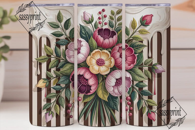 Autumn Floral Bouquet 20oz Tumbler Wrap Sublimation sassyprint 