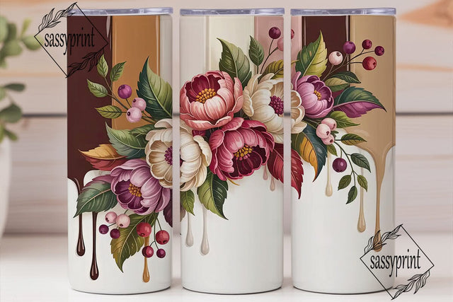 Autumn Floral Bouquet 20oz Tumbler Wrap Sublimation sassyprint 