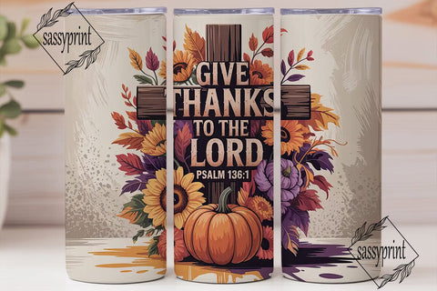 Autumn Floral Cross 20oz Tumbler Wrap Sublimation sassyprint 