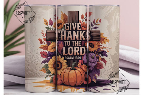 Autumn Floral Cross 20oz Tumbler Wrap Sublimation sassyprint 