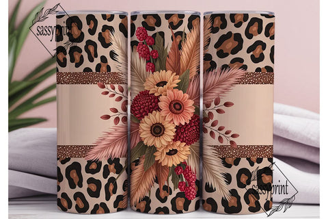 Autumn Floral Leopard 20oz Tumbler Wrap Sublimation sassyprint 