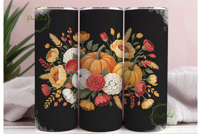 Autumn Floral Pumpkin 20oz Tumbler Wrap Sublimation PixelChick 