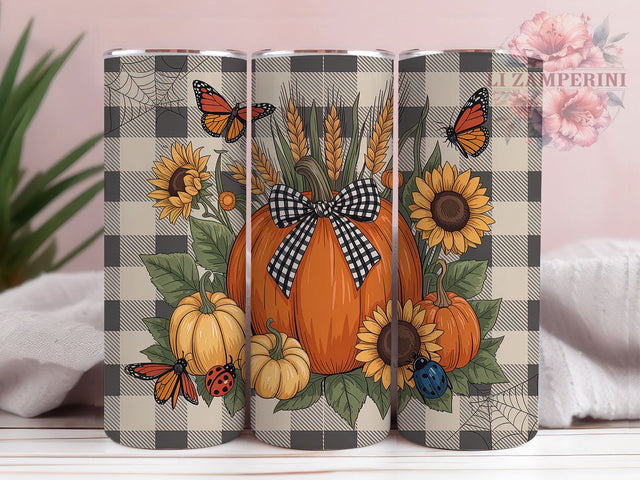 Autumn Floral Pumpkin Harvest Tumbler, Autumn Floral 20Oz Sublimation, Rustic Harvest Coffee Cup, Thanksgiving Pumpkin Mug Wrap, Cozy Farmhouse Drinkware Design, Pumpkin Patch Cup, Autumn Flowers Tumbler Sublimation Li Zamperini 