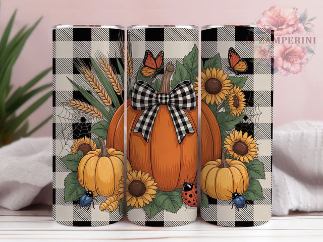 Autumn Floral Pumpkin Harvest Tumbler, Autumn Floral 20Oz Sublimation, Rustic Harvest Coffee Cup, Thanksgiving Pumpkin Mug Wrap, Cozy Farmhouse Drinkware Design, Pumpkin Patch Cup, Autumn Flowers Tumbler Sublimation Li Zamperini 