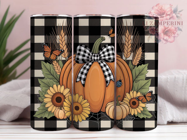 Autumn Floral Pumpkin Harvest Tumbler, Autumn Floral 20Oz Sublimation, Rustic Harvest Coffee Cup, Thanksgiving Pumpkin Mug Wrap, Cozy Farmhouse Drinkware Design, Pumpkin Patch Cup, Autumn Flowers Tumbler Sublimation Li Zamperini 