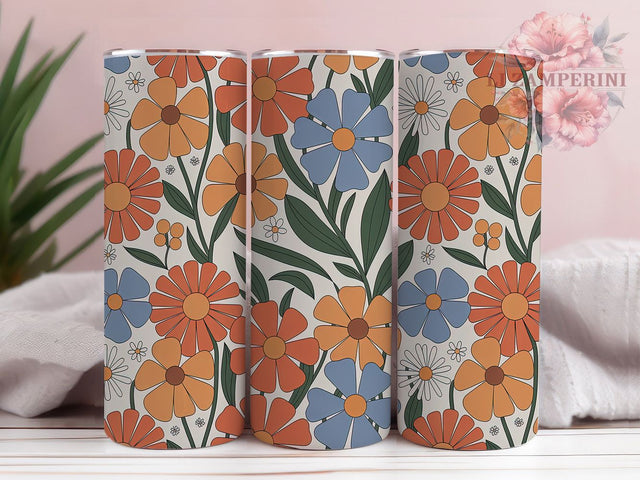 Autumn Floral Seamless Fall Tumbler Wrap, Autumn Tumbler Png, 20oz Skinny Tumbler, Seamless Tumbler Design, Fall Sublimation Design, Tumbler Design Download, Autumn Flowers Tumbler Sublimation Li Zamperini 